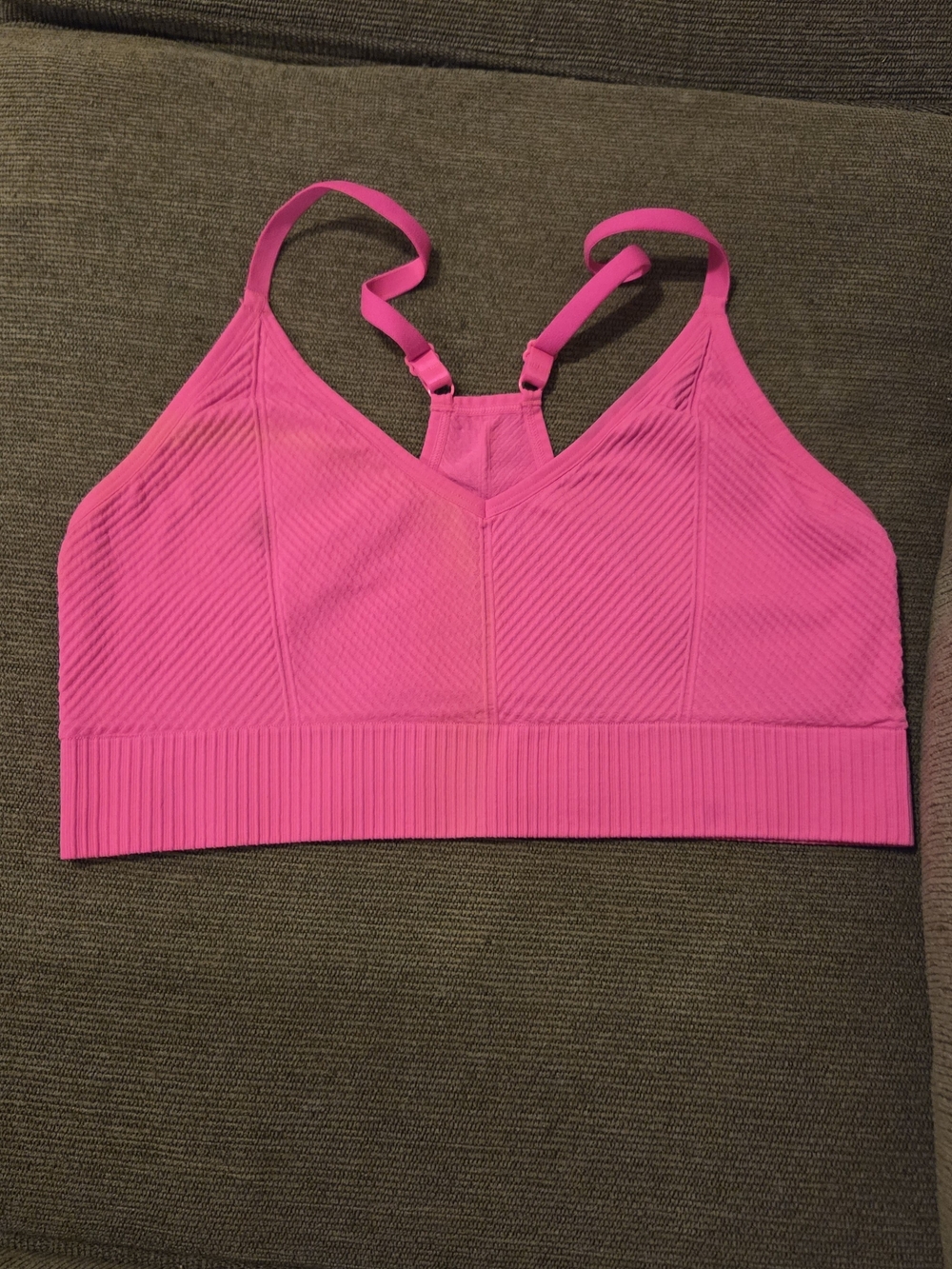 Victoria Secret Pink Active Neon Hot Pink Racerback Sports Bra Wmns Xl